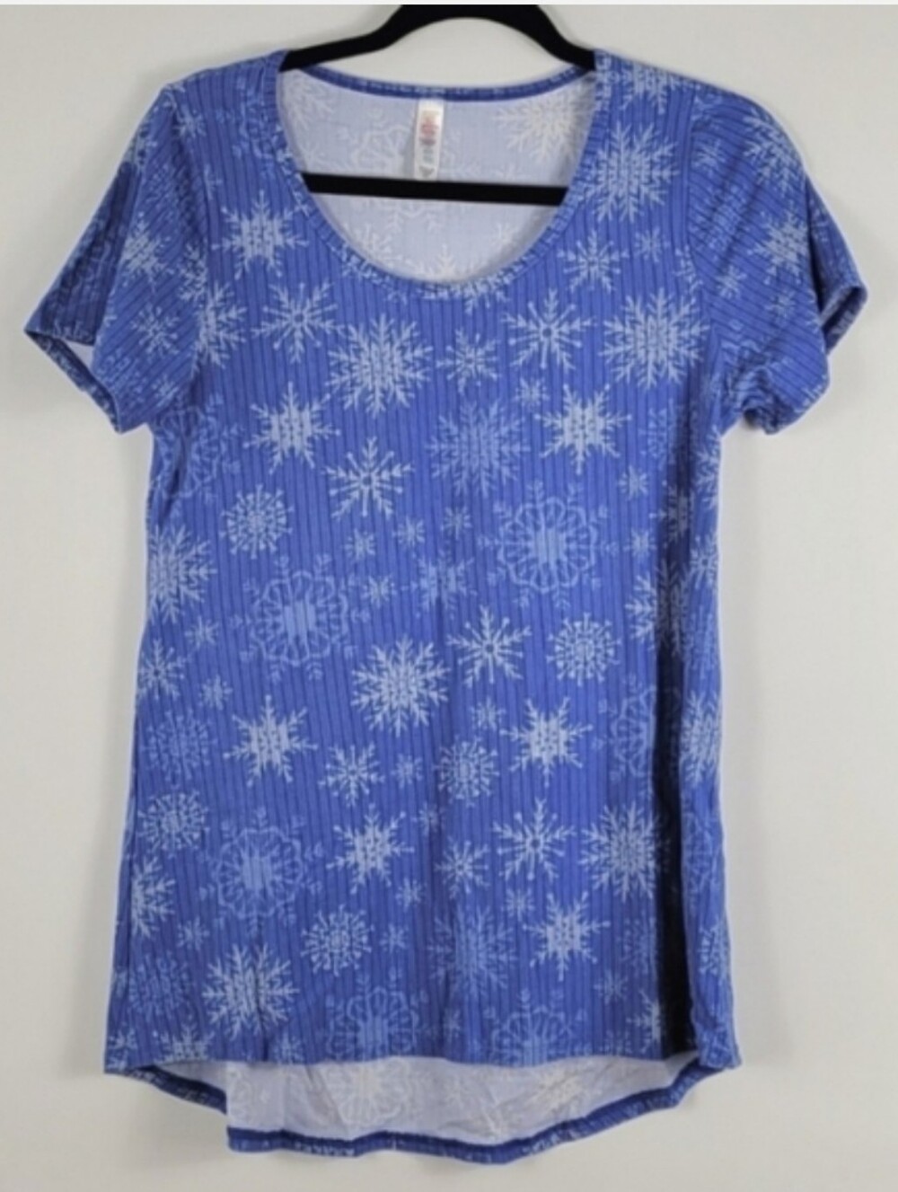 LULAROE Blue Classic Tee Shirt Top MAJOR UNICORN Snowflakes Size XXS Christmas